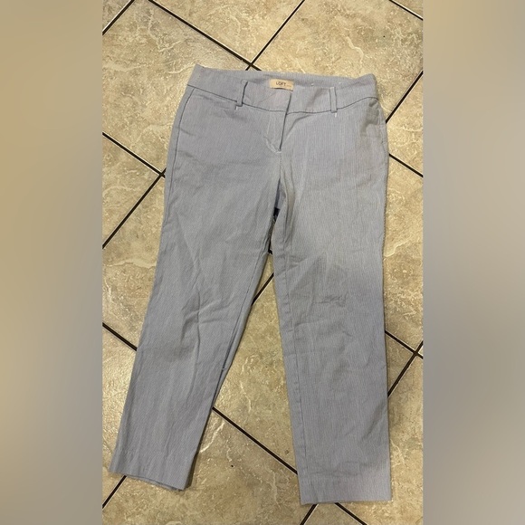 LOFT Light Blue Pinstripe Pants Size 4P - Picture 1 of 5